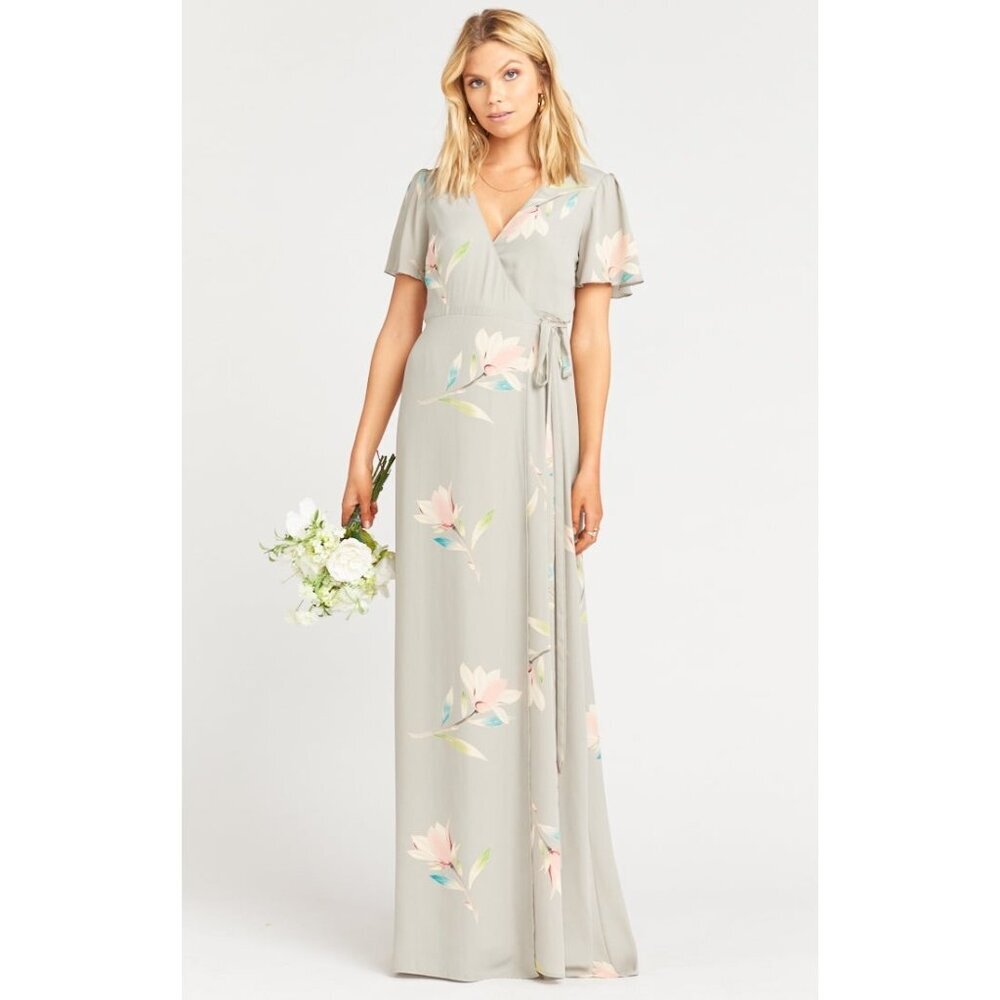 Show me your mumu Noelle flutter maxi wrap dress xs